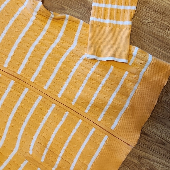 L-RL orange/white stripe zip up cableknit cardigan sz XL - Picture 3 of 4